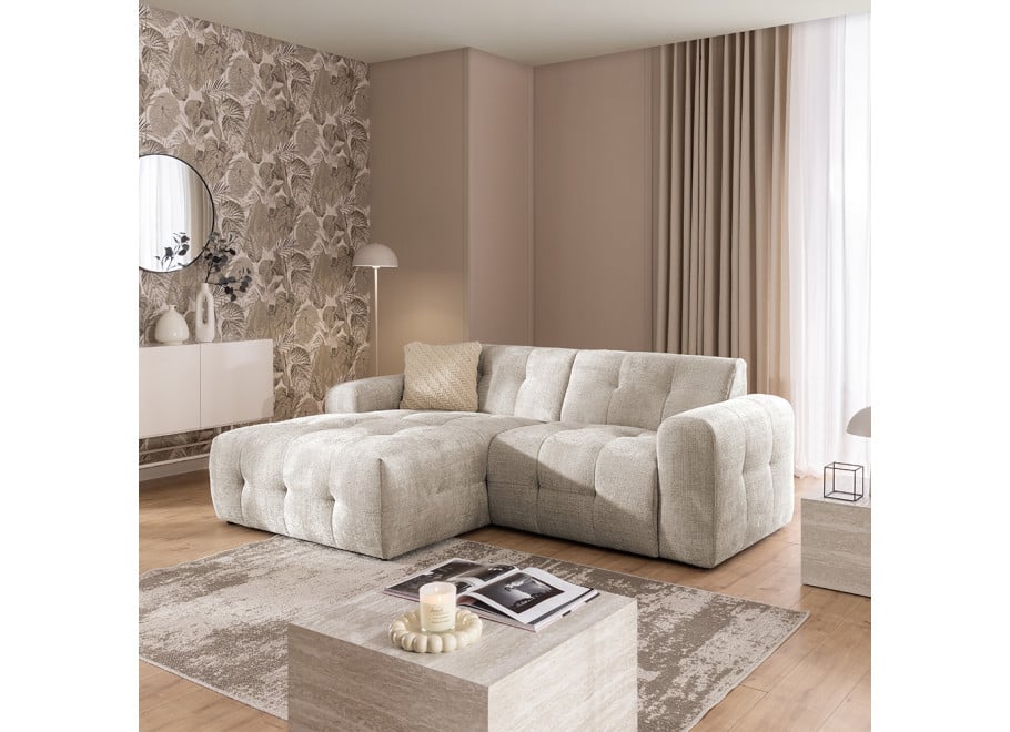 Elegancki Narożnik Imperial beżowy do Salonu w stylu glamour pikowany - Cremona 14