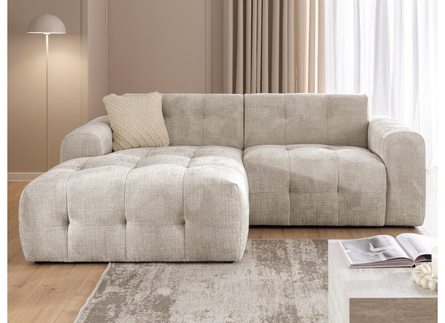 Elegancki Narożnik Imperial beżowy do Salonu w stylu glamour pikowany - Cremona 14