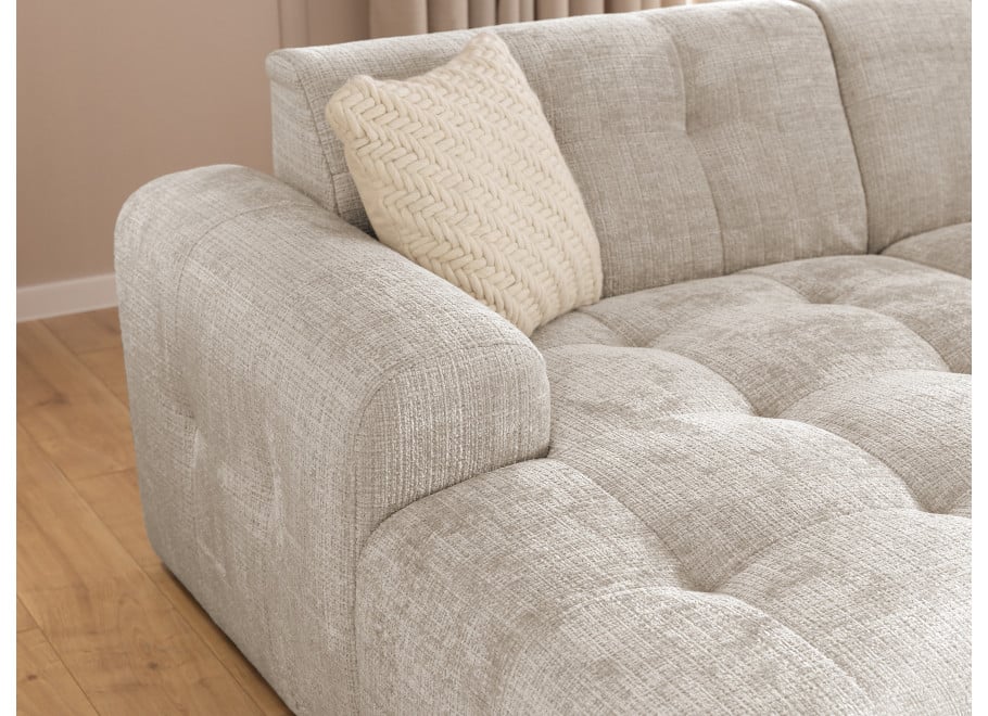 Elegancki Narożnik Imperial beżowy do Salonu w stylu glamour pikowany - Cremona 14