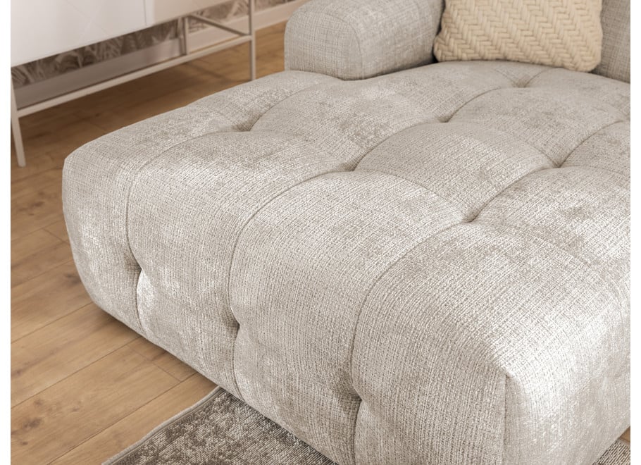 Elegancki Narożnik Imperial beżowy do Salonu w stylu glamour pikowany - Cremona 14