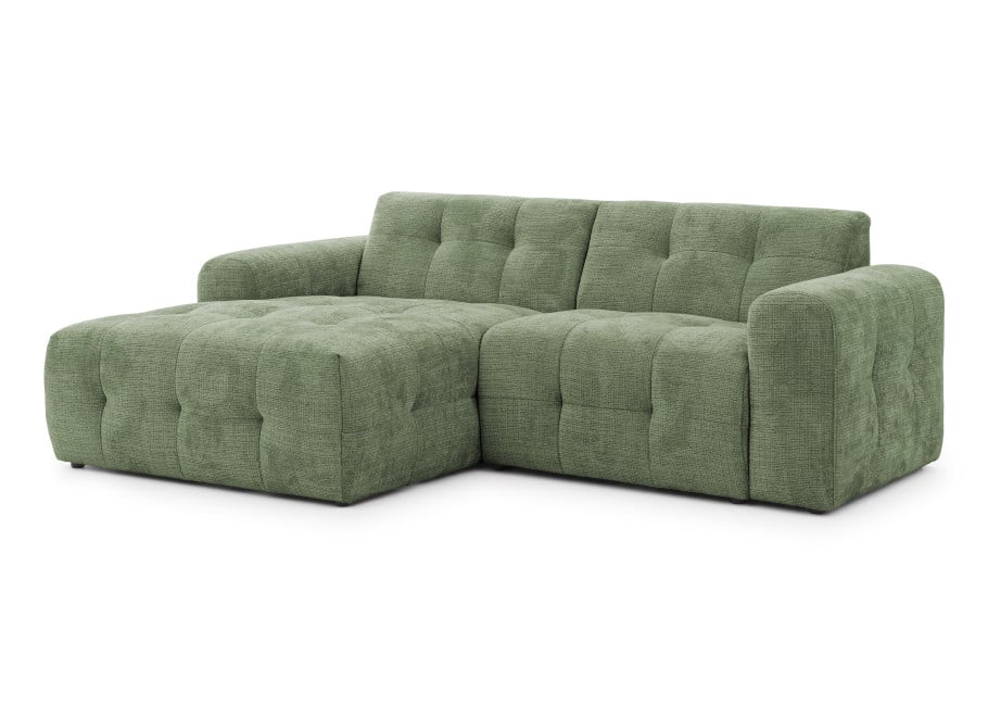 Nowoczesny narożnik Imperial zielona tkanina - pikowana sofa narożna - Cremona 39