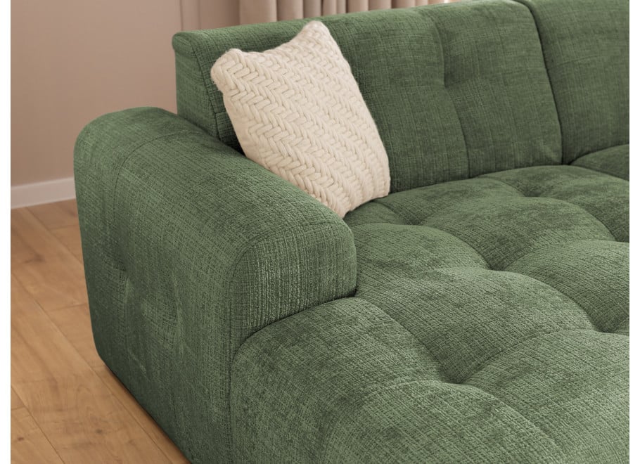 Nowoczesny narożnik Imperial zielona tkanina - pikowana sofa narożna - Cremona 39