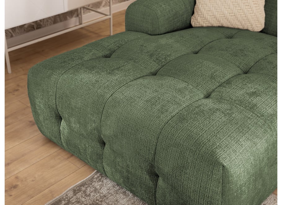 Nowoczesny narożnik Imperial zielona tkanina - pikowana sofa narożna - Cremona 39