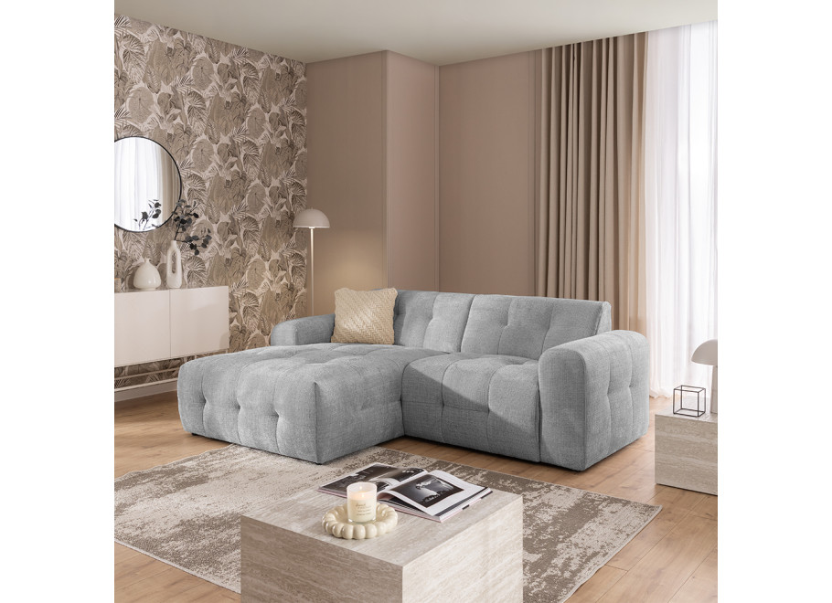 Narożnik Imperial L-kształtny szara tkanina - pikowana sofa narożna do salonu - Cremona 81