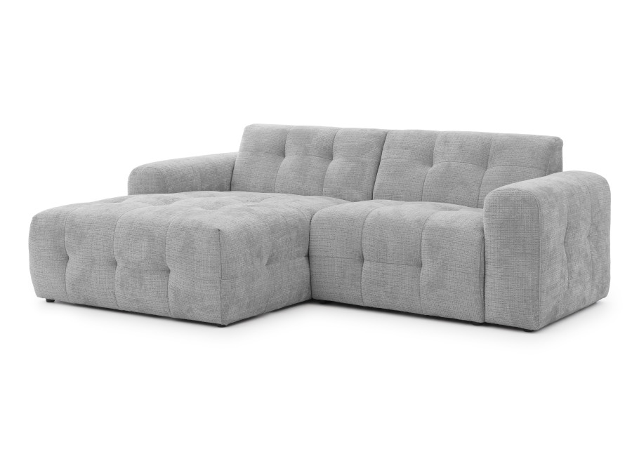 Narożnik Imperial L-kształtny szara tkanina - pikowana sofa narożna do salonu - Cremona 81