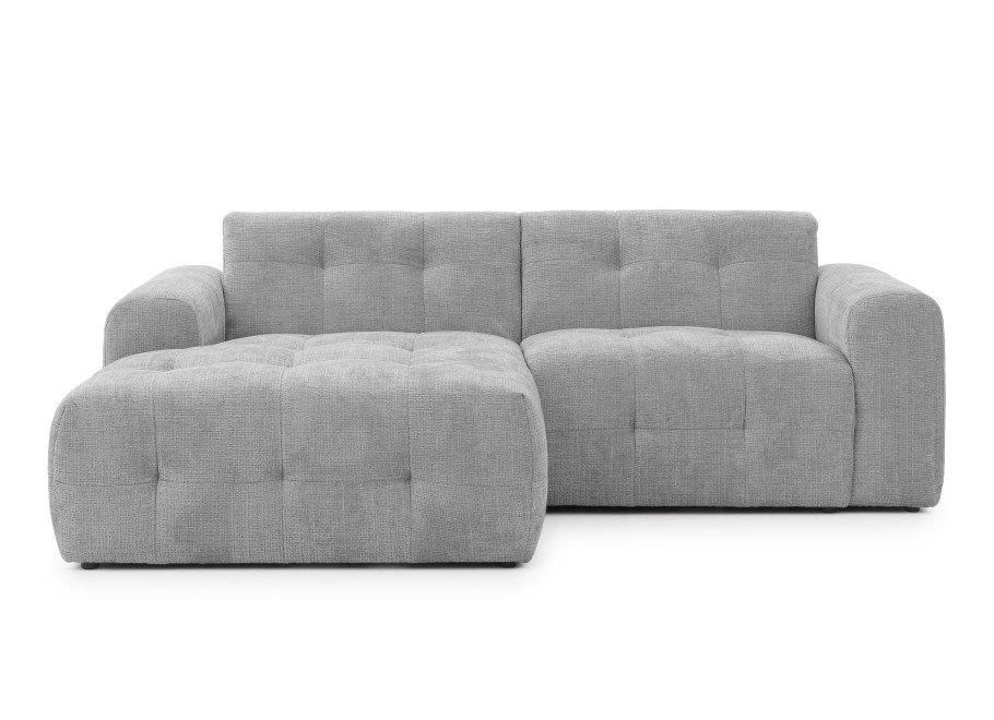 Narożnik Imperial L-kształtny szara tkanina - pikowana sofa narożna do salonu - Cremona 81