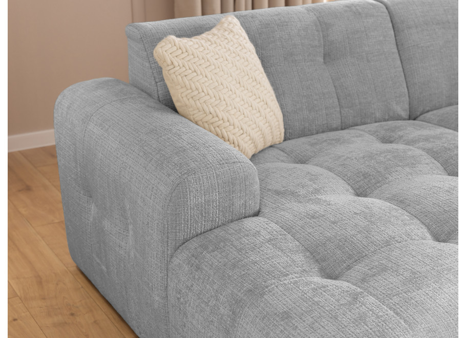 Narożnik Imperial L-kształtny szara tkanina - pikowana sofa narożna do salonu - Cremona 81