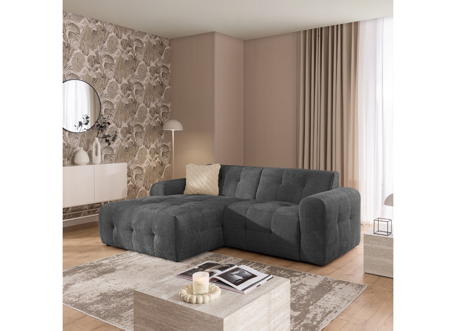 Narożnik Imperial L-kształtny ciemnoszary - pikowana sofa narożna do salonu - Cremona 95