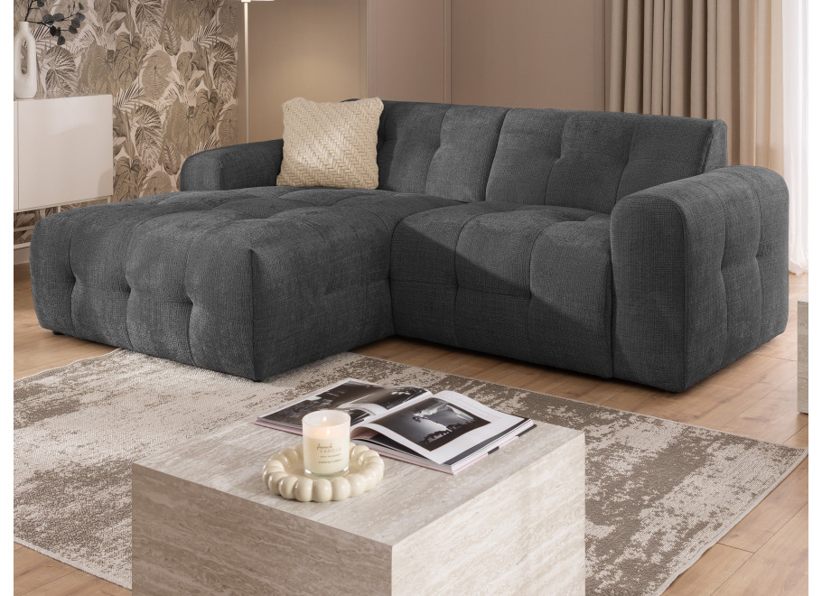 Narożnik Imperial L-kształtny ciemnoszary - pikowana sofa narożna do salonu - Cremona 95