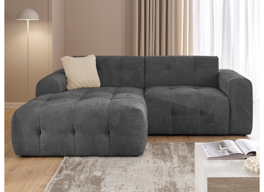Narożnik Imperial L-kształtny ciemnoszary - pikowana sofa narożna do salonu - Cremona 95