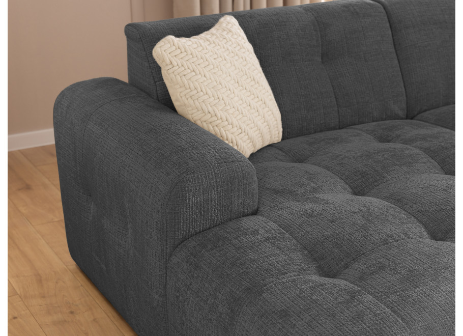 Narożnik Imperial L-kształtny ciemnoszary - pikowana sofa narożna do salonu - Cremona 95