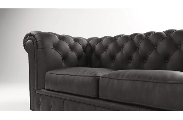 Sofa trzyosobowa pikowana Chesterfield SOLARIS 3 - eleganckie