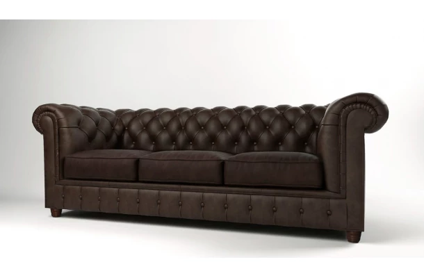 Sofa trzyosobowa pikowana Chesterfield SOLARIS 3 - wypoczynkowe