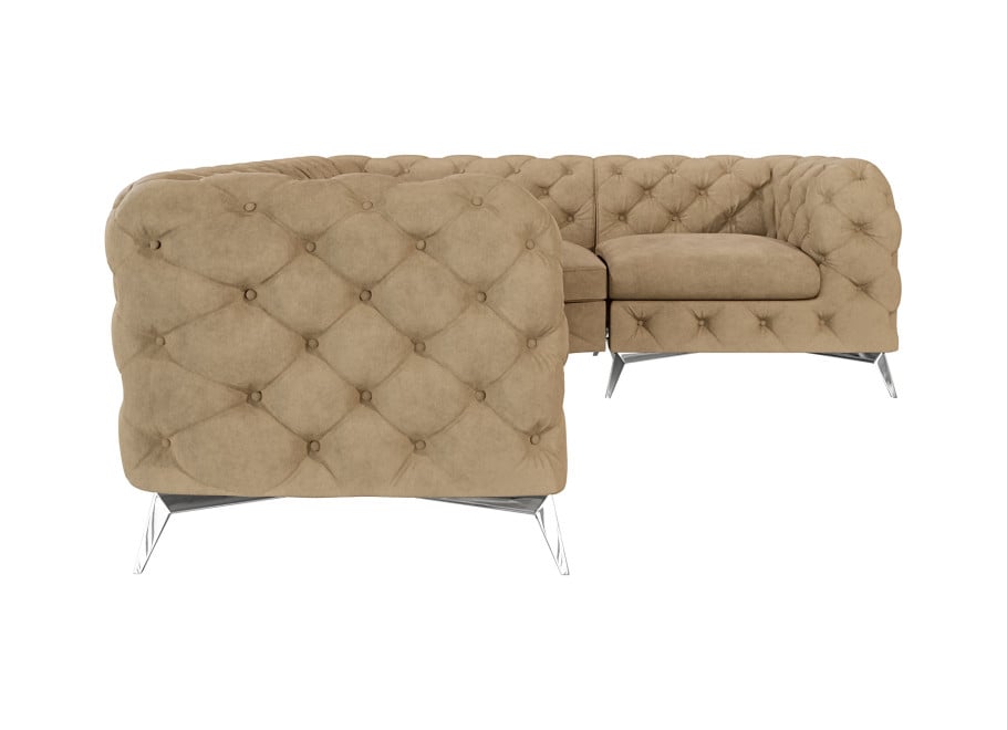 Narożnik Chesterfield – nowoczesny na srebrnych nóżkach TEO 2+E+1 ciepły beż 4