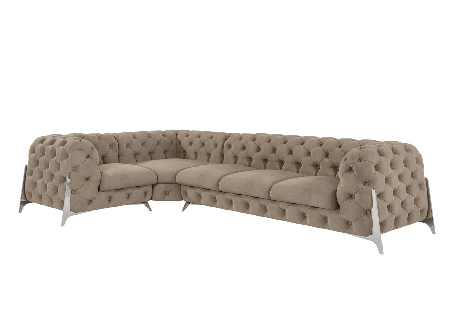 Narożnik pikowany Chesterfield glamour beżowy KALIFORNIA 1+E+3 2