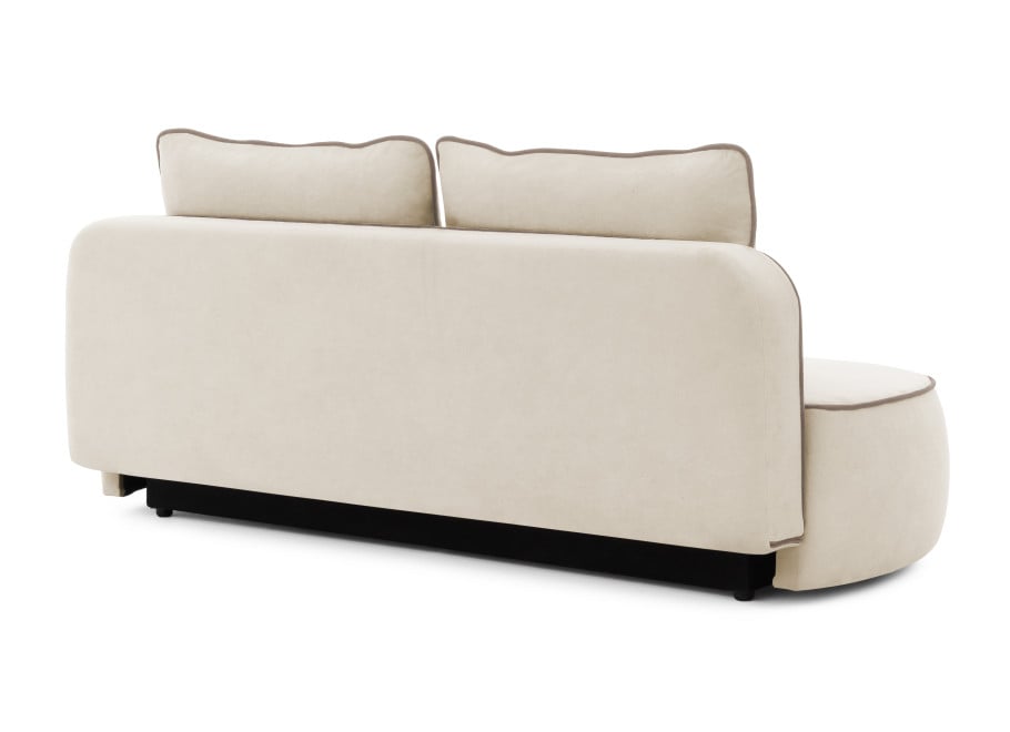 Rozkładana sofa trzyosobowa Bali z lamówka beżowy plusz z funkcją spania - Soft 2 + Soft 4