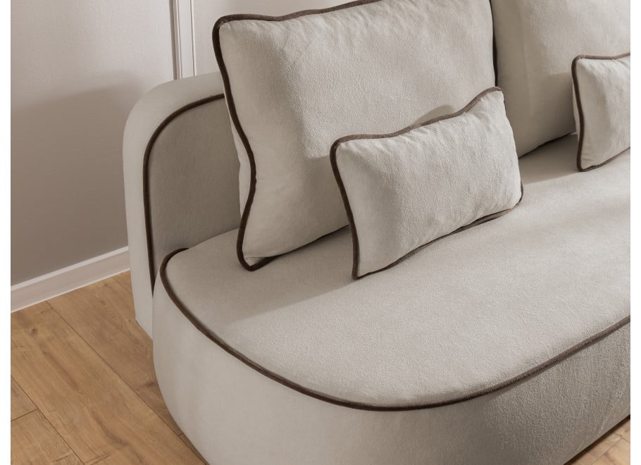 Sofa trzyosobowa Bali z funkcją spania tkanina pluszowa z poduszkami - Soft 4 + Soft 6