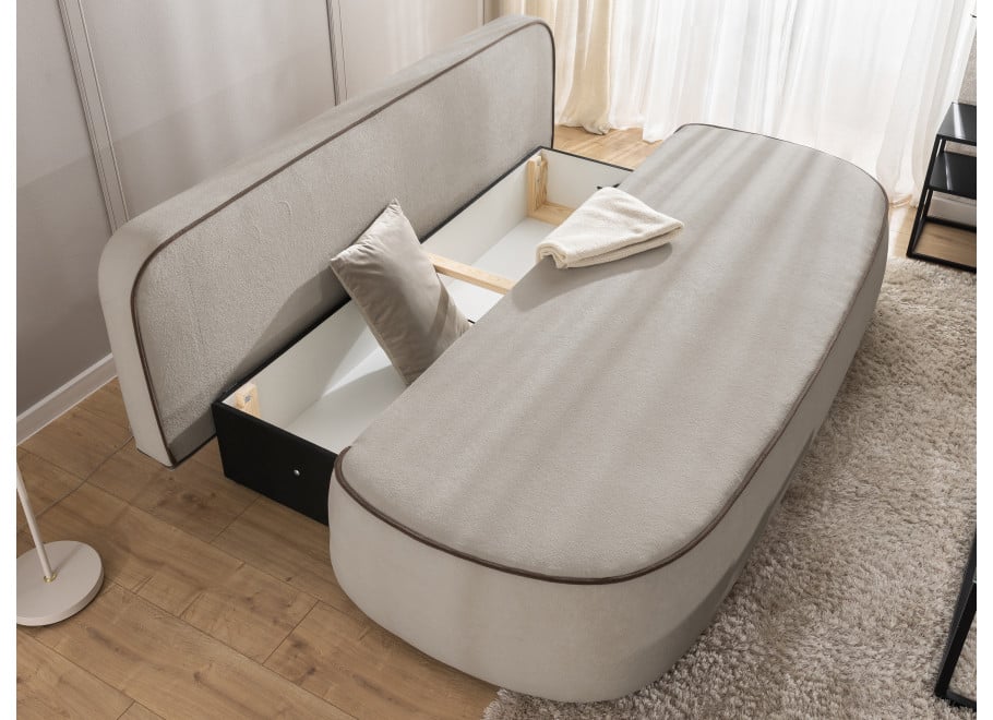 Sofa trzyosobowa Bali z funkcją spania tkanina pluszowa z poduszkami - Soft 4 + Soft 6