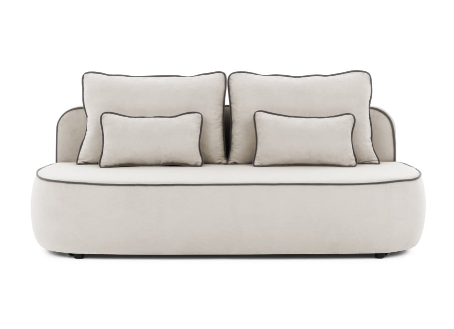 Rozkładana Sofa z funkcją spania Bali szara pluszowa kanapa do salonu - Soft 19 + Soft 21