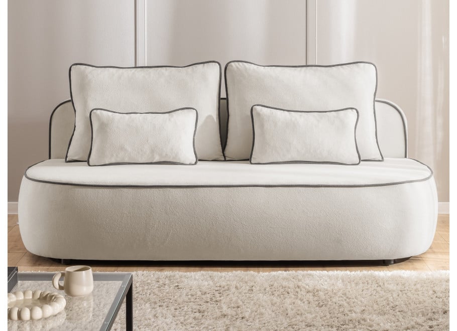 Rozkładana Sofa z funkcją spania Bali szara pluszowa kanapa do salonu - Soft 19 + Soft 21