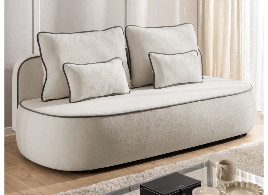 Rozkładana Sofa z funkcją spania Bali szara pluszowa kanapa do salonu - Soft 19 + Soft 21
