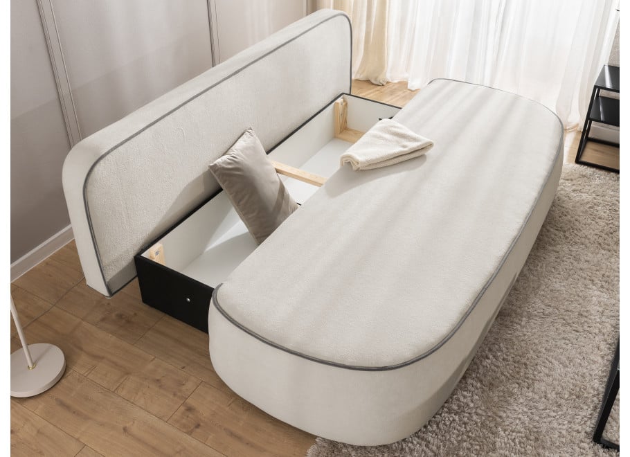 Rozkładana Sofa z funkcją spania Bali szara pluszowa kanapa do salonu - Soft 19 + Soft 21