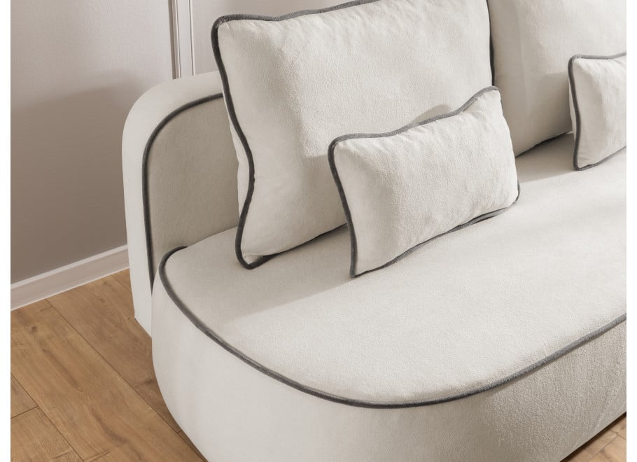 Rozkładana Sofa z funkcją spania Bali szara pluszowa kanapa do salonu - Soft 19 + Soft 21