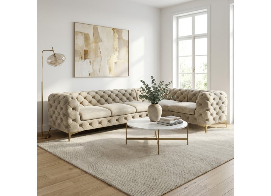 Narożnik pięcioosobowy luksusowy pikowany Chesterfield TEO 3+E+1 - Riviera 16