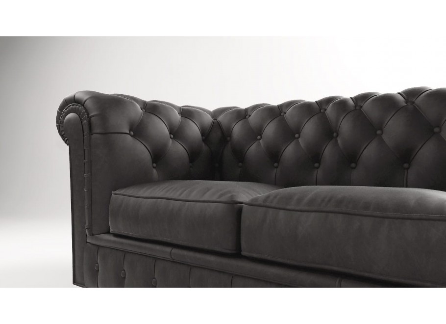Sofa trzyosobowa z funkcja spania pikowana Chesterfield SOLARIS 3 10