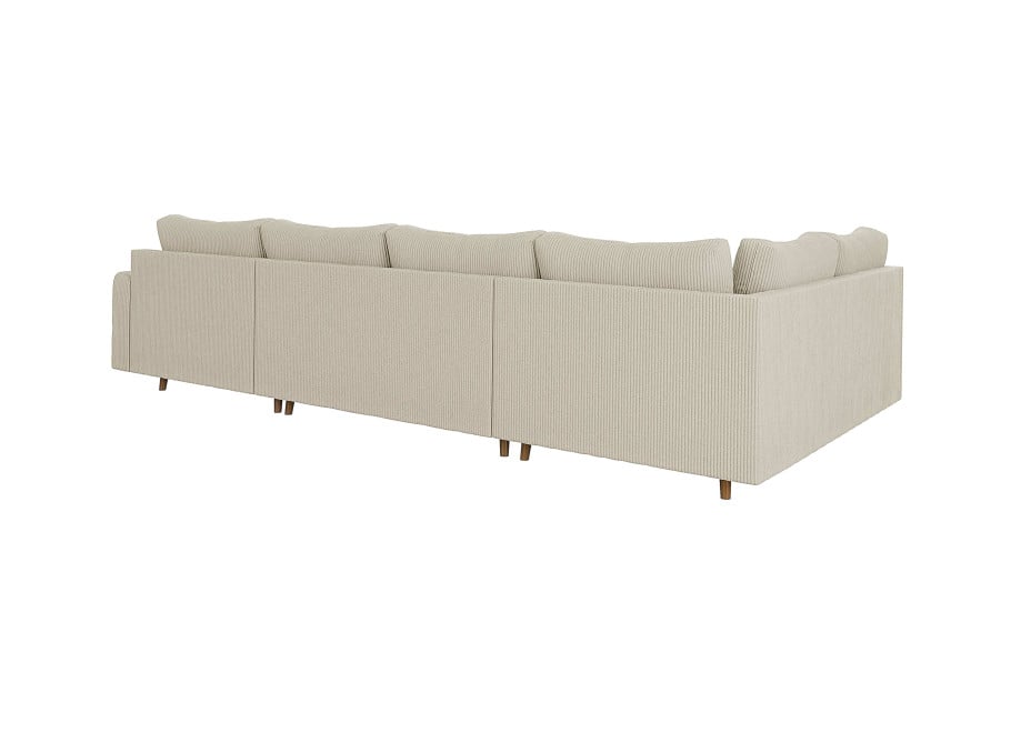 Duży narożnik z przeszyciem nowoczesny Laril U beżowy sztruksowy - Lincoln 03