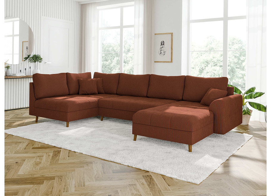 Duży narożnik z przeszyciem nowoczesny Laril U na drewnianych nóżkach 5