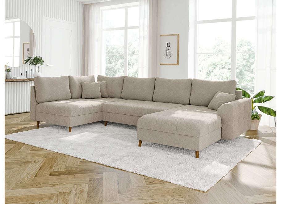 Narożnik sześcioosobowy z przeszyciem nowoczesny Laril U - Coral 65