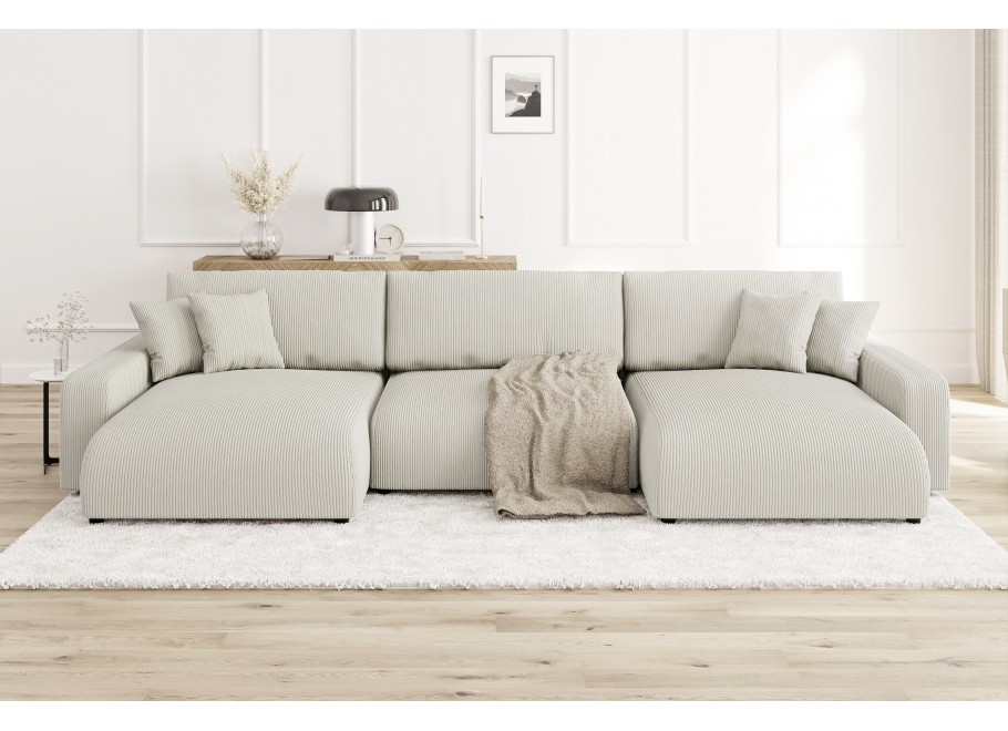 Duży Narożnik U z funkcją spania nowoczesny z poduszkami Sergio - Lincoln 03