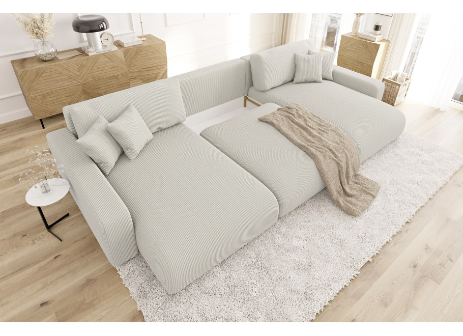 Duży Narożnik U z funkcją spania nowoczesny z poduszkami Sergio - Lincoln 03