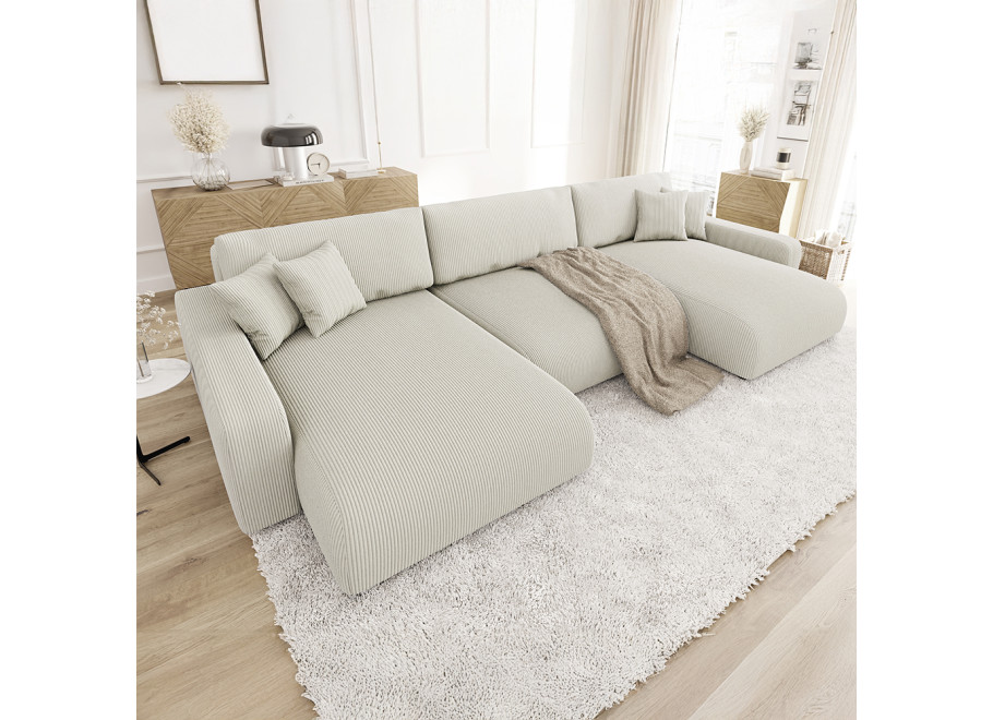 Duży Narożnik U z funkcją spania nowoczesny z poduszkami Sergio - Lincoln 03