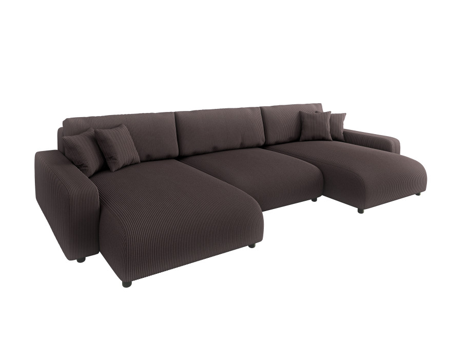 Rozkładany Narożnik nowoczesny U z funkcją spania brązowy Sergio 2