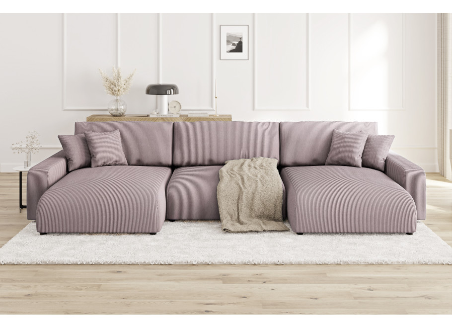 Narożnik z funkcją spania i pojemnikiem na pościel Sergio U sztruks 4