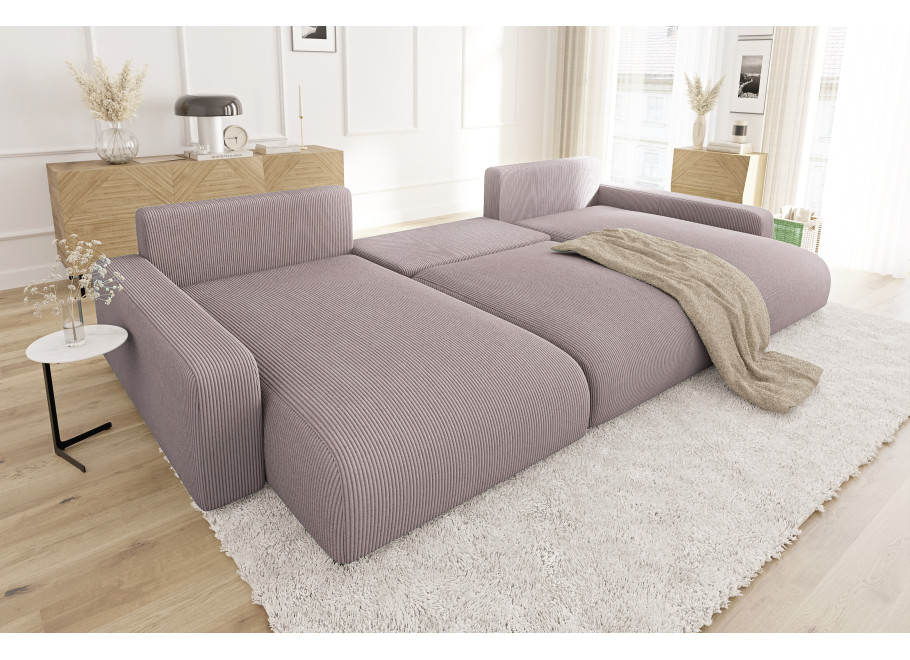 Narożnik z funkcją spania i pojemnikiem na pościel Sergio U sztruks 6