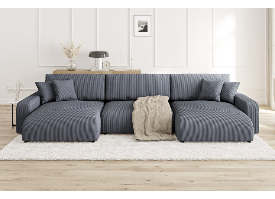 Rozkładany narożnik nowoczesny Sergio U z funkcją spania i pojemnikiem 7