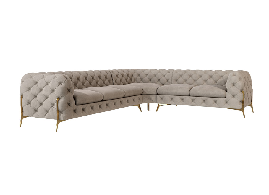 Luksusowy narożnik pikowany w stylu glamour Chesterfield TEO HIGH 3+E+2 2