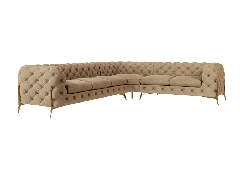 Duży narożnik pikowany TEO HIGH na wysokich nóżkach Chesterfield 3+E+2 2