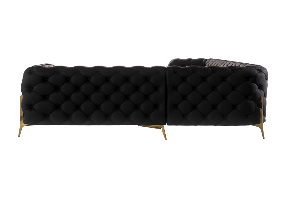 Duży narożnik czarny Chesterfield na nóżkach pikowany do salonu TEO HIGH 3+E+2 4