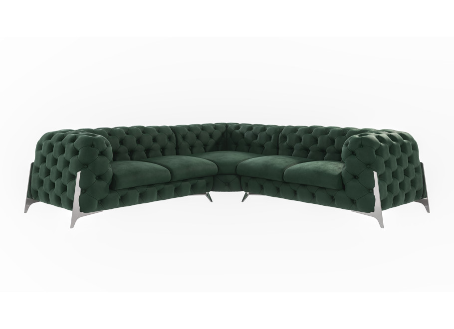 Narożnik pikowany na wysokich nóżkach Chesterfield welur KALIFORNIA 2+E+2 2