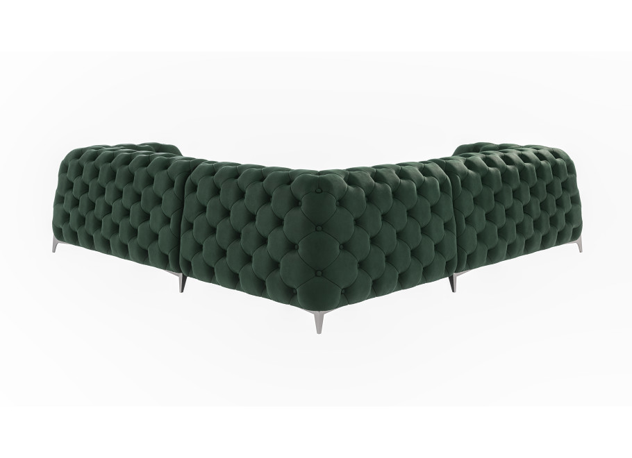 Narożnik pikowany na wysokich nóżkach Chesterfield welur KALIFORNIA 2+E+2 3