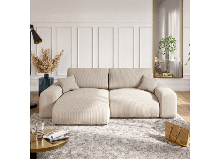 Beżowy narożnik nowoczesny z poduszkami Candi uniwersalna otomana - Lincoln 03