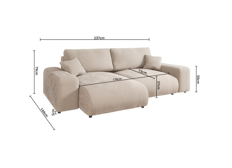 Beżowy narożnik nowoczesny z poduszkami Candi uniwersalna otomana 7