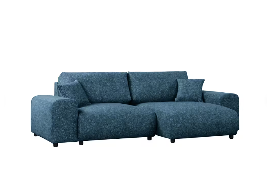 Niebieski narożnik nowoczesny na niskich nóżkach z poduszkami Candi 5