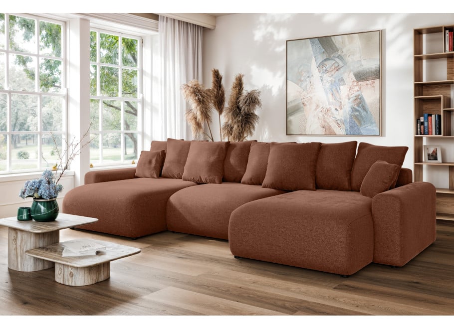 Narożnik U-kształtny Cleo Small z funkcją spania i pojemnikiem na pościel - Wind 56