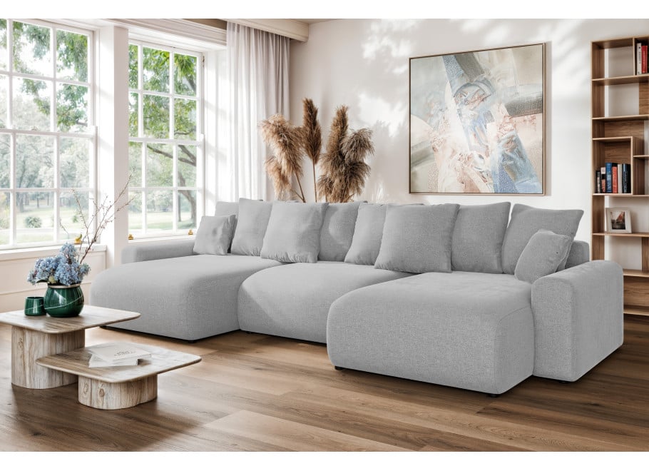 Narożnik U-kształtny Cleo Small z funkcją spania i pojemnikiem na pościel - Wind 84