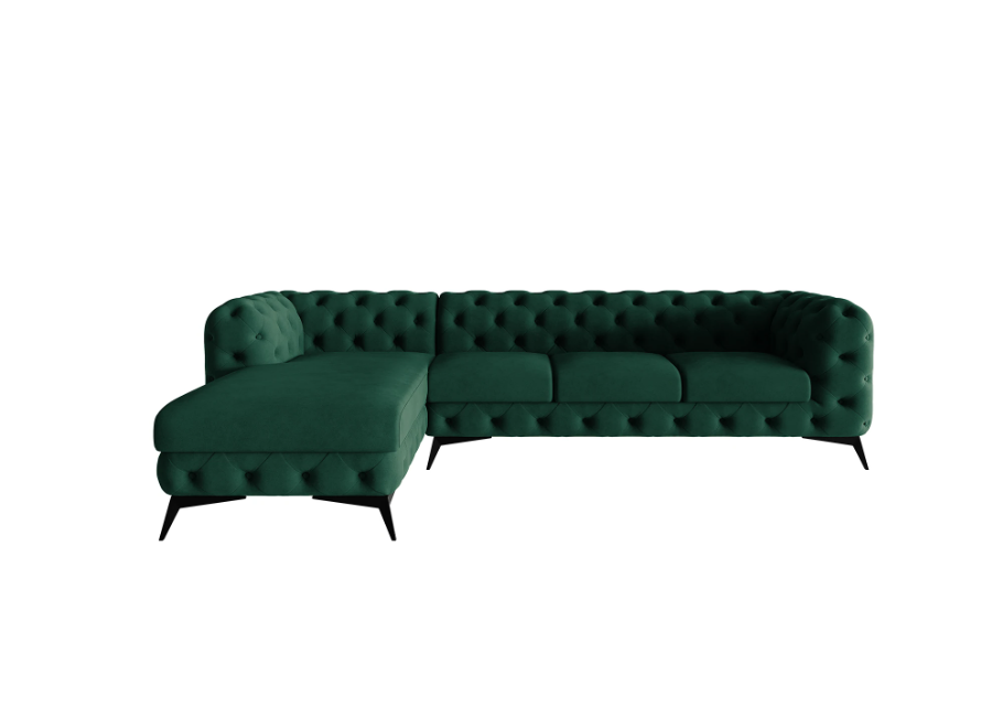 Duży Narożnik z otomaną TEO OT+3 pikowany Chesterfield na nóżkach 2